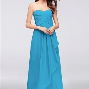 David’s Bridal Strapless Crinkle Chiffon Dress